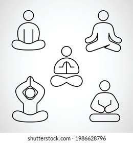 Meditation practice and Human Yoga Lotus Position line icon, logo vector illustration design symbol.