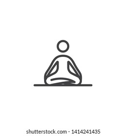 Meditation practice line icon. linear style sign for mobile concept and web design. Asana, lotus position, person outline vector icon. Yoga symbol, logo illustration. Vector graphics