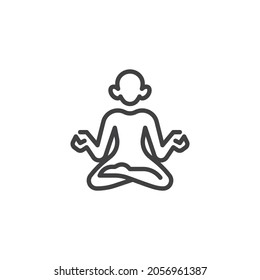 Meditation practice line icon. linear style sign for mobile concept and web design. Yoga lotus pose outline vector icon. Symbol, logo illustration. Vector graphics