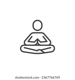 Icono de línea de práctica de meditación. signo de estilo lineal para concepto móvil y diseño web. Icono vector de contorno de meditación de yoga. Símbolo de yoga, ilustración del logo. Gráficos vectoriales