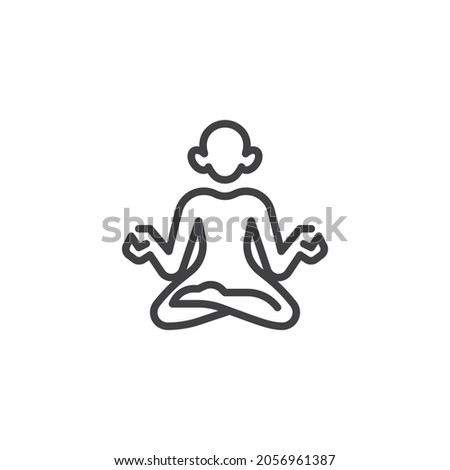 Meditation practice line icon. linear style sign for mobile concept and web design. Yoga lotus pose outline vector icon. Symbol, logo illustration. Vector graphics