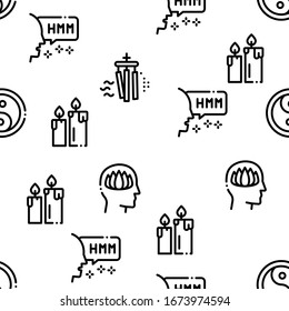 Meditation Practice Seamless Pattern Vector Thin Line. Illustrations
