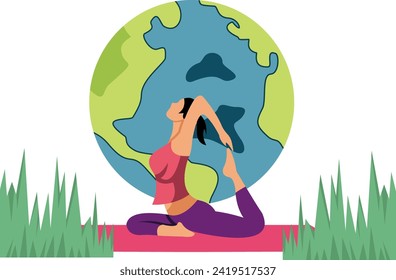 Meditation Practice Yoga Colorful Fitness Concept. Vector illustration