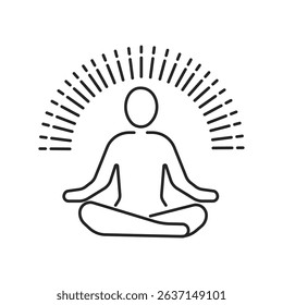 Meditation Practice Yoga and Zen icon. Relaxation Inner Peace Self-knowledge Inner Concentration Editable Stroke Line icons collection