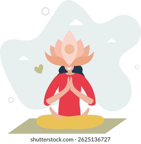 Processo de meditação com calma e relaxante prática mental.Mente e harmonia corporal com equilíbrio de paz. vida de caráter .