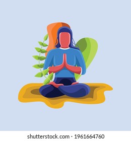 Meditation Relaxation Flat Vector Illustration