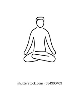 Meditation relaxation positon black linear icon on white background | flat design alternative healing illustration and infographic