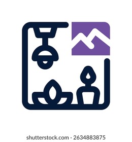 meditation room duotone icon. Sleek and modern vector icon for websites, mobile apps, marketing materials, and corporate design. Fully scalable and ready to use.