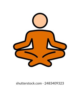 Meditation set icon. Person in lotus position, mindfulness, relaxation, yoga, spiritual practice, lotus, breathing, mental health, tranquility, wellness, calm, stress relief.