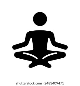 Meditation set icon. Person in lotus position, mindfulness, relaxation, yoga, spiritual practice, lotus, breathing, mental health, tranquility, wellness, calm, stress relief.