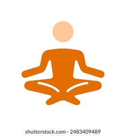 Meditation set icon. Person in lotus position, mindfulness, relaxation, yoga, spiritual practice, lotus, breathing, mental health, tranquility, wellness, calm, stress relief.