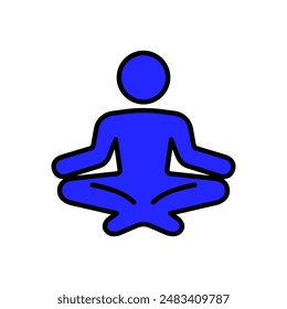 Meditation set icon. Person in lotus position, mindfulness, relaxation, yoga, spiritual practice, lotus, breathing, mental health, tranquility, wellness, calm, stress relief.