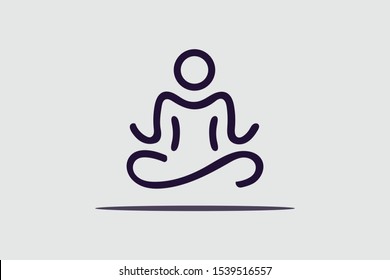 Meditation shape yoga asanas. . Fashion Health Fitness Garden Logotype concept icon.