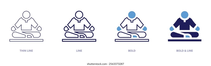 Meditation for sleep icon in 4 different styles. Thin Line, Line, Bold, and Bold Line. Duotone style. Editable stroke.