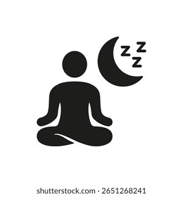 Meditation And Sleep Solid Icon. Relaxation, Mindfulness, And Restful Sleep Silhouette Symbol. Stress Relief And Mental Health. Isolated Vector Illustration.