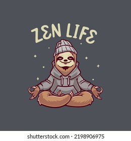 Meditation Sloth Concept Cartoon Character