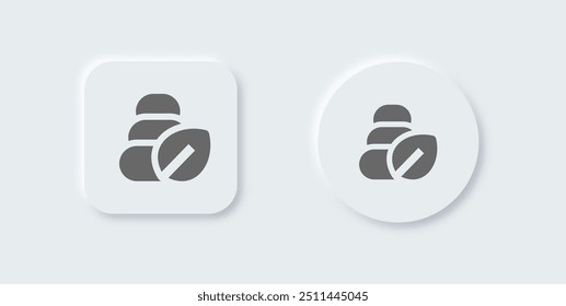 Meditation solid icon in neomorphic design style. Relaxation signs vector illustration.