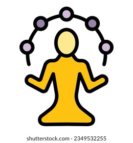Vector de contorno de icono de spa de meditación. Tensión mental. Color del masaje de salud