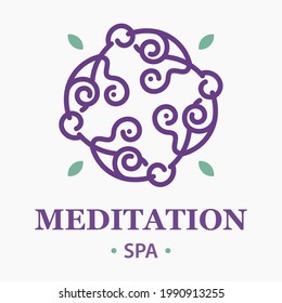 meditation spa logo in sweet purple and green colors