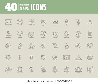 Meditation and spa set of icons