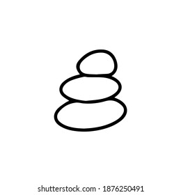 Meditation spa stones. Flat round shape. For wellness massage and relaxation. Icon black and white vector illustration isolated doodle