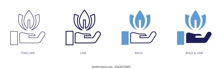 Meditation therapy icon in 4 different styles. Thin Line, Line, Bold, and Bold Line. Duotone style. Editable stroke.