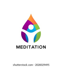 MEDITATIONSTHERAPIE LOGO DESIGN VEKTOR. MEDITATIONSTEMPLATE MIT LEAF-LOTUS-ELEMENTEN. MEDITATIONSFARBE MEDITATION LOGO MODERN MINIMALISTISCHE LINIE STIL. EINFACHES LOTUS-LOGO. YOGA-LOGO