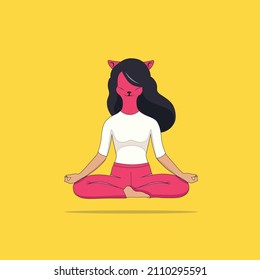 Vector de meditación - al gato le encanta la meditación