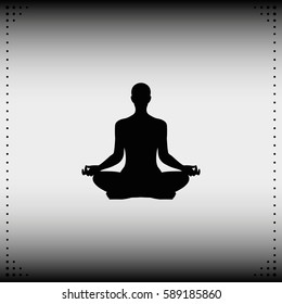 Meditation vector icon. Yoga pose logo. Wellness simple flat pictogram.