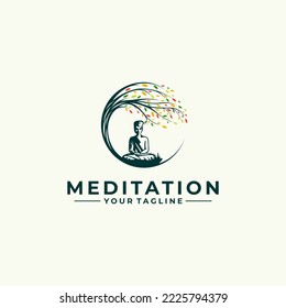 Meditation vector illustration logo design template