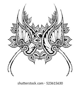 Meditation vector illustration set. Vintage decorative vector elements isolated. Hand drawn. Indian. Tattoo, spirituality, prints for t-shirts and other textiles.Coloring book for adults