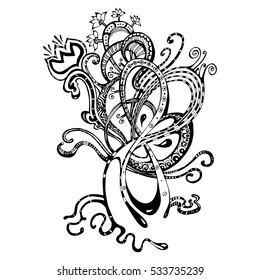 Meditation vector illustration set. Vintage decorative vector elements isolated. Hand drawn. Indian. Tattoo, spirituality, prints for t-shirts and other textiles
