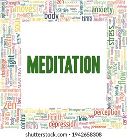 Meditation Vector Illustration Word Cloud Isolated Stock Vector ...