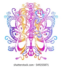 meditation, vector image, isolated, handmade, printed on a T-shirt fabric. Souvenir, Tattoo, charset value, mascot, spirituality. 60s, narcotic, lsd, dmt, trip, acid, joy, floral, sunshine, bliss.