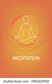 Meditationsvektor einzeln auf orange-gelbem Hintergrund.