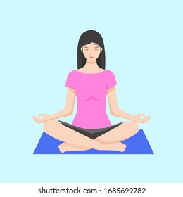 meditation visual support.female.woman. Health day.  vector eps 10