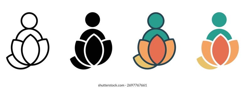 Icono de Web de meditación colección de estilo múltiple