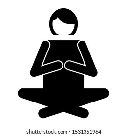 Meditation woman icon design. Meditation icon in flat style design. Vector illustration.