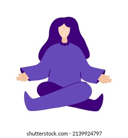 Meditation Woman Isolated. Vector Illustration of Girl in Yoga Pose. svg