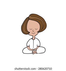 Meditation woman sitting cartoon vector