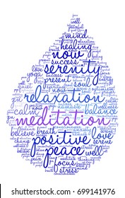 Meditation word cloud on a white background. 