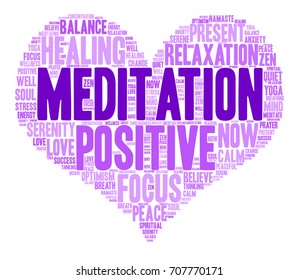 Meditation word cloud on a white background. 