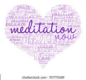 Meditation word cloud on a white background. 