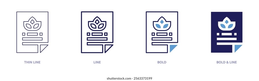 Meditation workshops icon in 4 different styles. Thin Line, Line, Bold, and Bold Line. Duotone style. Editable stroke.