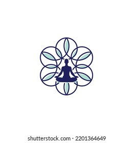 meditation yoga healthy life logo design