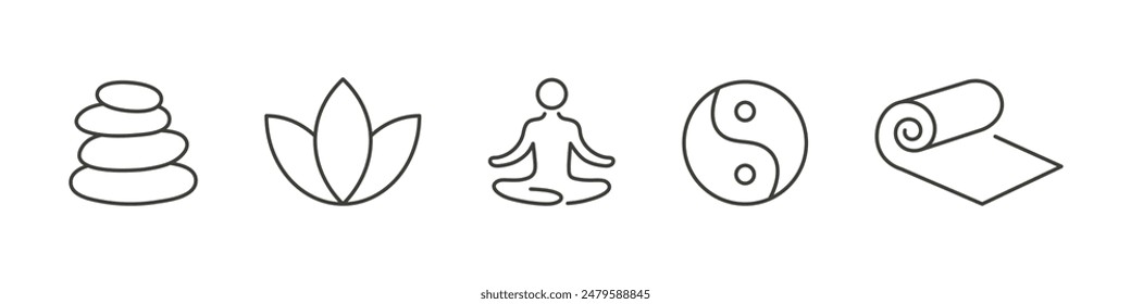Meditation yoga icon set. Vector illustration.