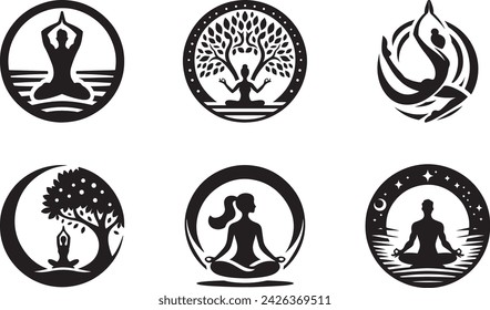 Meditation Yoga icon silhouette vector Illustration