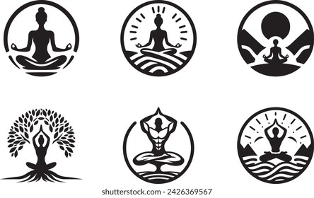 Meditation Yoga icon silhouette vector Illustration