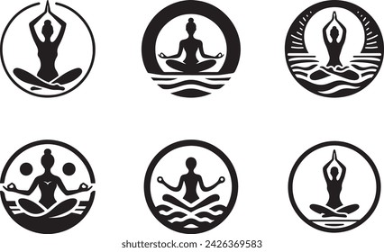 Meditation Yoga icon silhouette vector Illustration