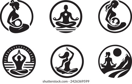 Meditation Yoga icon silhouette vector Illustration